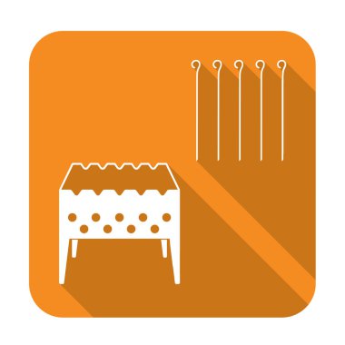 Mangal ızgarası ile şiş simgesini. Vektör illustratio