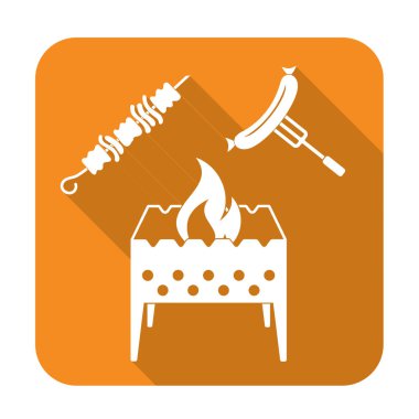 Mangal, kebap ve sosis simgesi. Vektör illustratio