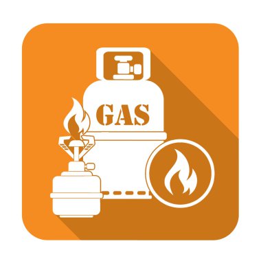 Kamp ocağı gaz şişesi simge vektör ile. Vektör çizim