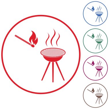 Barbekü simgesi. Düz vektör illustratio