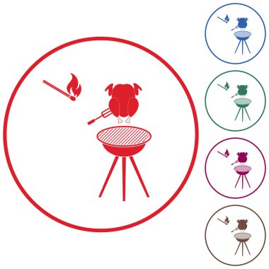 Izgara tavuk simgesi. Vektör illustratio