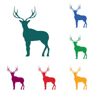 Geyik silüeti. Düz geyik simgesi