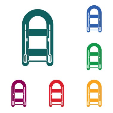 Şişme tekne kürek basit simgesi ile izole