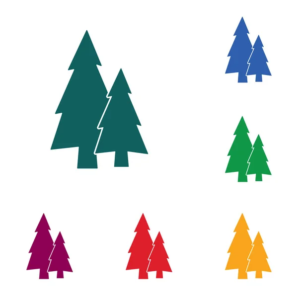 Fir Trees Forest Flat Icon — Stock Vector