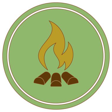 Kamp ateşi siluet simge. Vektör illustratio