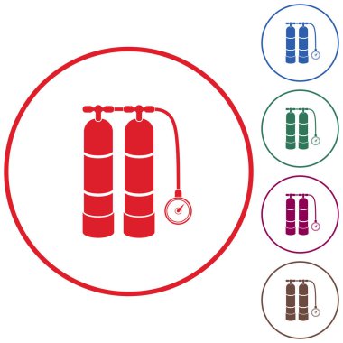 Tüplü vektör çizim. Dalış ekipman vektör işareti. Aqualung yüzme için