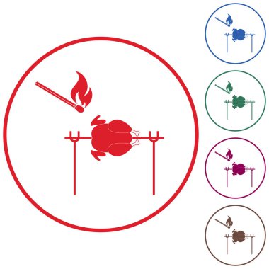 Izgara tavuk simgesi. Vektör illustratio