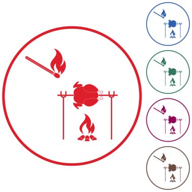 Izgara tavuk simgesi. Vektör illustratio