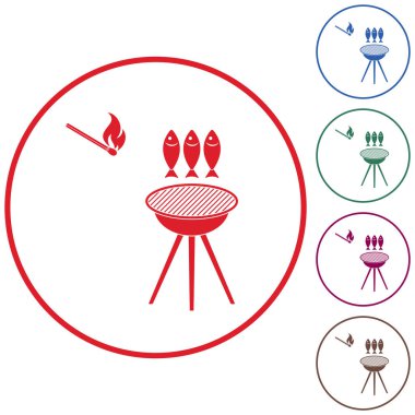 Izgara balık simgesi. Vektör illustratio