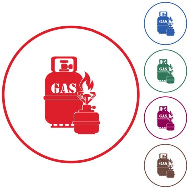 Kamp ocağı gaz şişesi simge vektör ile. Vektör çizim