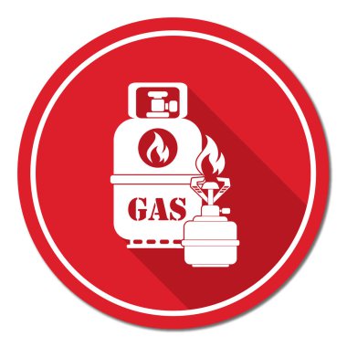 Kamp ocağı gaz şişesi simgesi olan. Vektör çizim