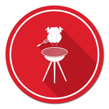 Barbekü ızgara tavuk simgesi olan. Vektör illustratio
