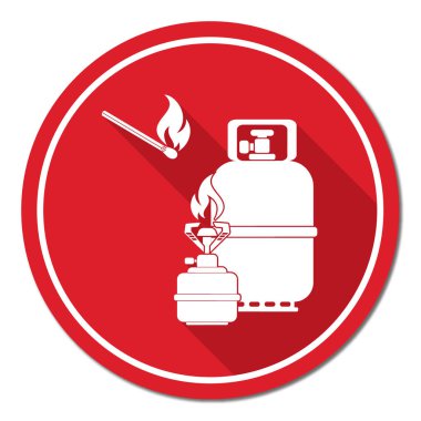 Kamp ocağı gaz şişesi simge vektör ile. Vektör çizim