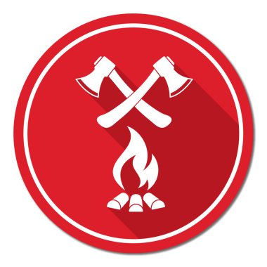 Balta ve kamp ateşi simgesi. Düz vektör illustratio