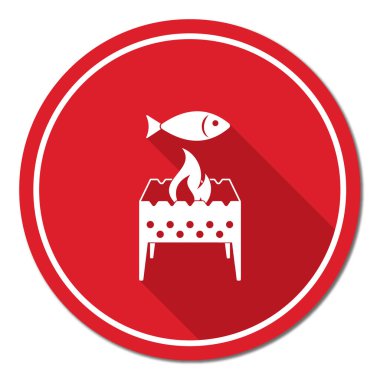 Mangal ızgara balık simgesiyle. Vektör illustratio