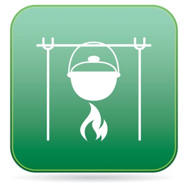 Yangın ve pot simgesi. Vektör çizim