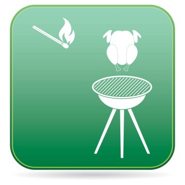 Barbekü ızgara tavuk simgesi olan. Vektör illustratio