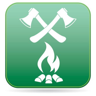 Balta ve kamp ateşi simgesi. Düz vektör illustratio