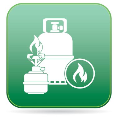 Kamp ocağı gaz şişesi simgesi olan. Vektör çizim