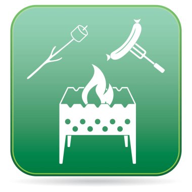 Mangal, Zephyr'i ve sosis simgesi. Vektör illustratio