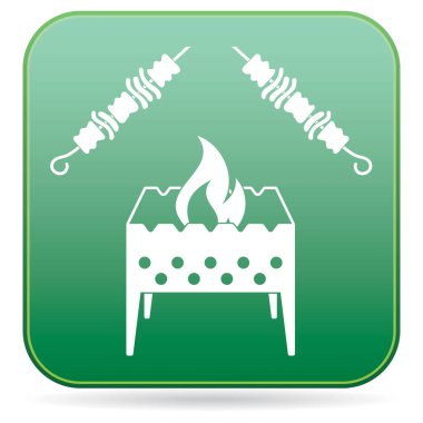 Kebap simgesi olan mangal ızgarası. Vektör illustratio