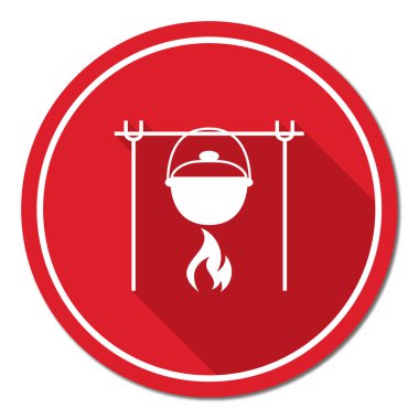 Yangın ve pot simgesi. Vektör çizim