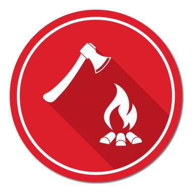 Balta ve kamp ateşi simgesi. Düz vektör illustratio