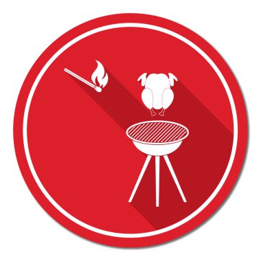 Barbekü ızgara tavuk simgesi olan. Vektör illustratio