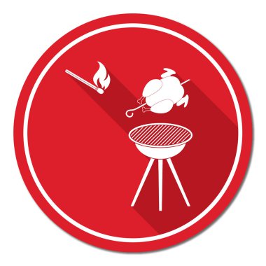 Barbekü ızgara tavuk simgesi olan. Vektör illustratio