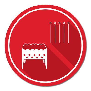 Mangal ızgarası ile şiş simgesini. Vektör illustratio