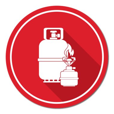 Kamp ocağı gaz şişesi simge vektör ile. Vektör çizim