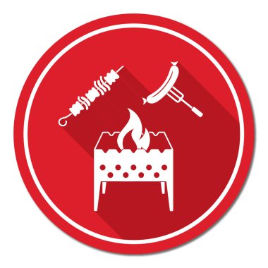 Mangal, kebap ve sosis simgesi. Vektör illustratio