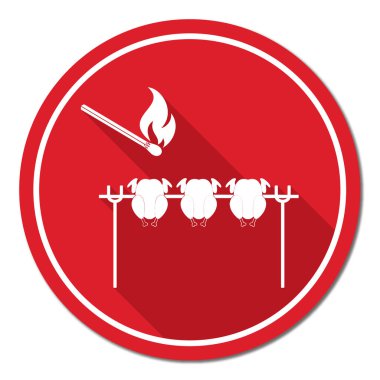 Izgara tavuk simgesi. Vektör illustratio