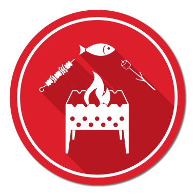 Izgara balık, Zephyr'i ve Kebap simgesi. Vektör illustratio