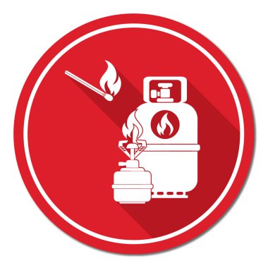 Kamp ocağı gaz şişesi simge vektör ile. Vektör çizim