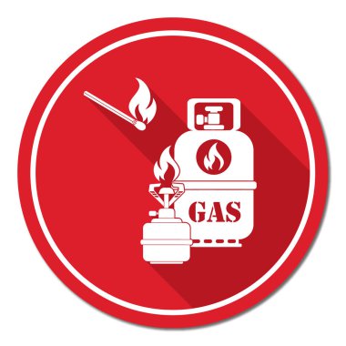 Kamp ocağı gaz şişesi simge vektör ile. Vektör çizim