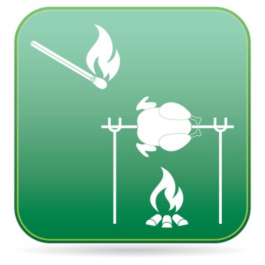 Izgara tavuk simgesi. Vektör illustratio