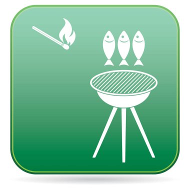 Izgara balık simgesi. Vektör illustratio