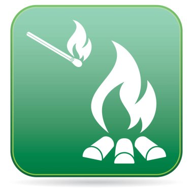 Kamp ateşi siluet simge. Vektör illustratio