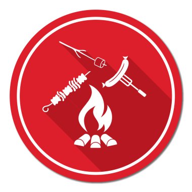 Izgara sosis, Zephyr'i ve Kebap simgesi. Vektör illustratio