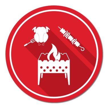 Brezilya kebabı ve tavuk ikonu. Vektör illüstrasyonu