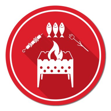 Mangal zephyr, kebap ve balık simgesi. Vektör illustratio