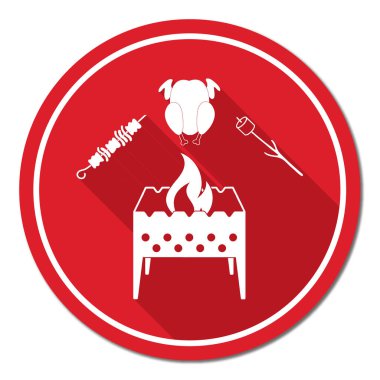 Mangal zephyr, kebap ve tavuk simgesi. Vektör illustratio