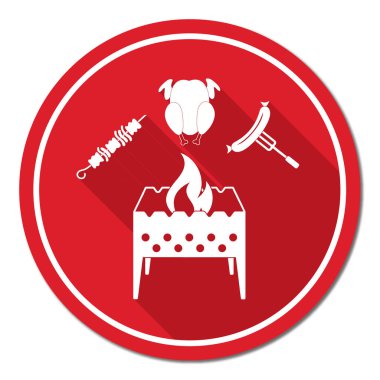 Mangal, kebap, chicen ve sosis simgesi. Vektör illustratio