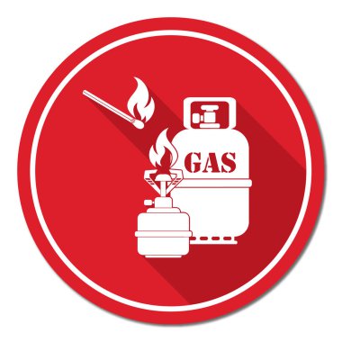 Kamp ocağı gaz şişesi simge vektör ile. Vektör çizim
