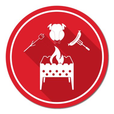 Mangal, Zephyr'i chicen ve sosis simgesi. Vektör illustratio