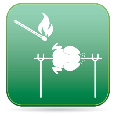 Izgara tavuk simgesi. Vektör illustratio