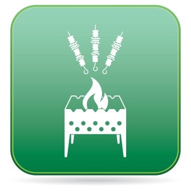 Kebap simgesi olan mangal ızgarası. Vektör illustratio