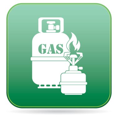 Kamp ocağı gaz şişesi simge vektör ile. Vektör çizim
