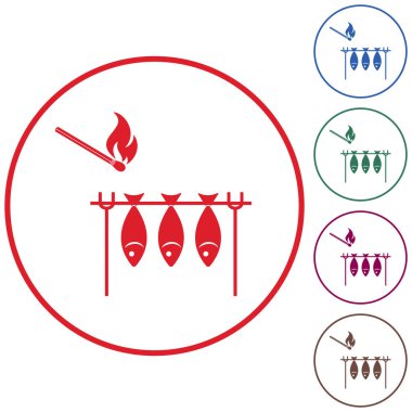 Izgara balık simgesi. Vektör illustratio